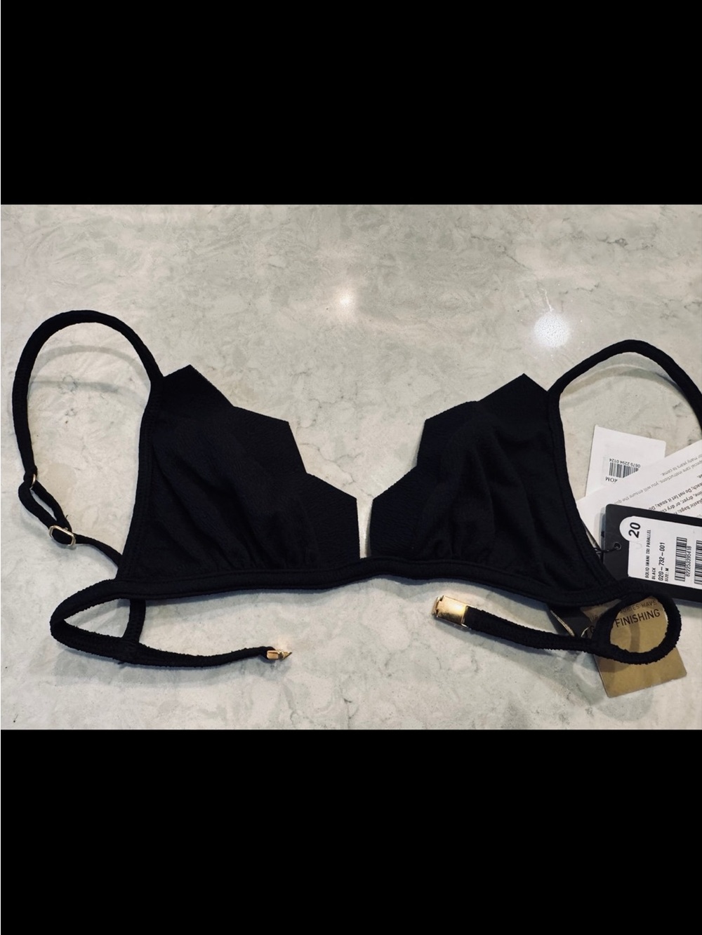 IMAN Black Scalloped Edge Triangle Bikini Top